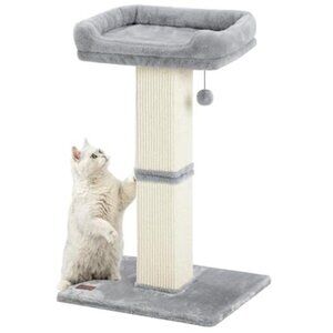 32 Inch Cat Scratching Post Indoor Cats Sisal Scratcher with Plush Perch Bed
